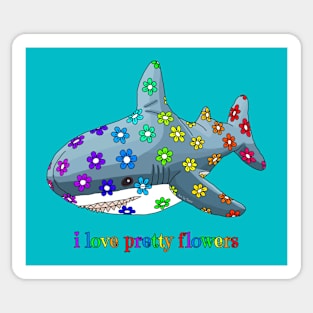 The blue sharks loves pretty flowers Sticker